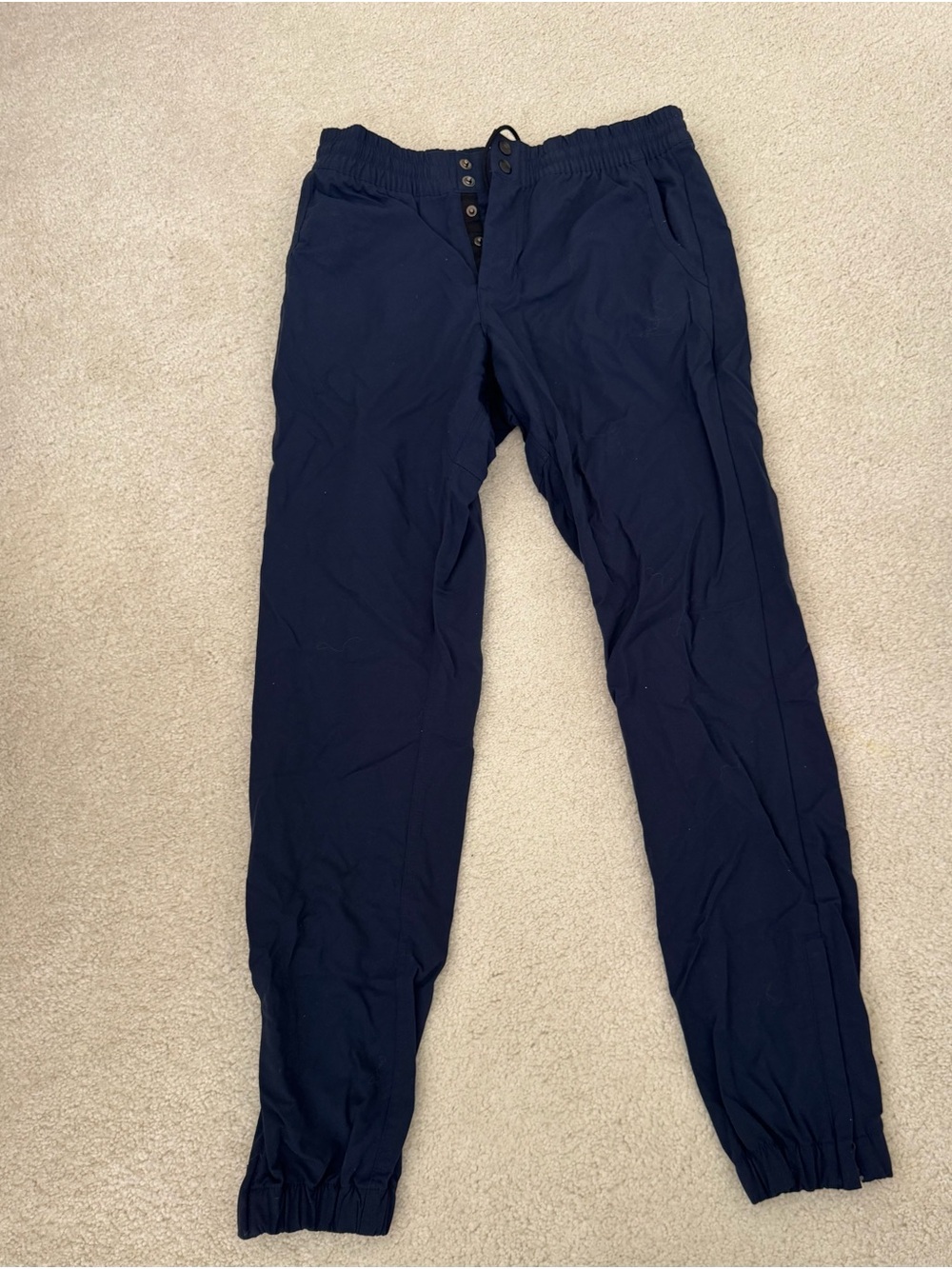 Nike Men’s Navy Blue Button-Fly Jogger Pants